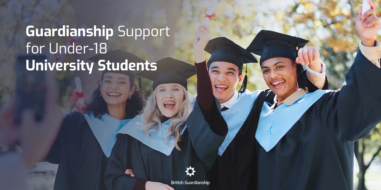 International students on a UK university campus at graduation