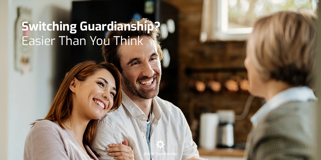 Parents shaking hand with a guardianship manager