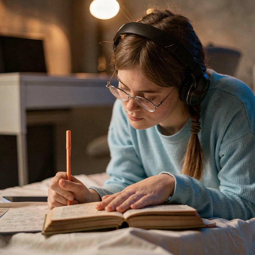 Student Studying in the Room in Host Family